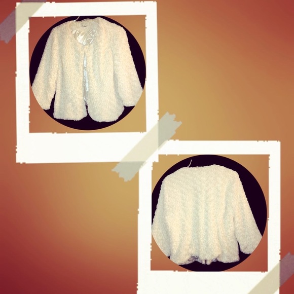 [#1031]FOREVER 21 PLUS | Off White Cropped Plush Faux Fur Jacket Blazer | 1x - Picture 5 of 5